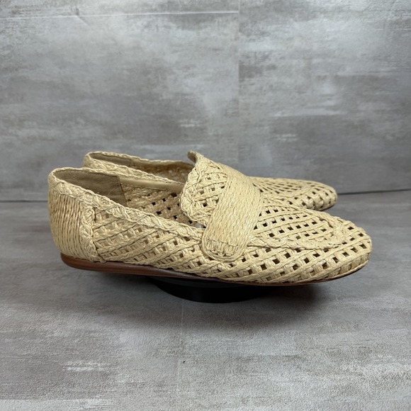 Vince Shoes Womens Size 6M Natural Woven Loafers Slip On Flats Raffia Summer 38 - Picture 1 of 9